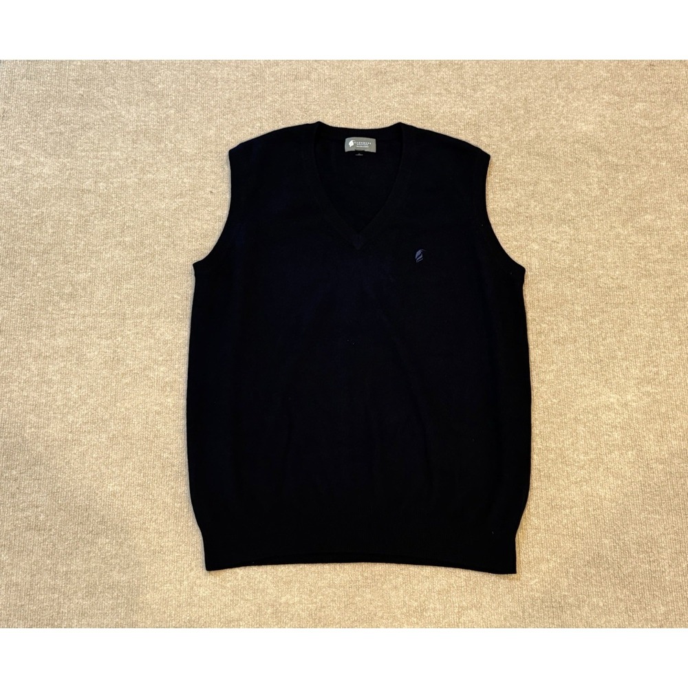 Cashmere Boutique Vest Mens XL Navy Blue V-Neck Sleeveless Knit 100% Cashmere